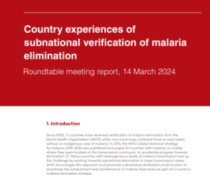 Country experiences on subnational verification of malaria elimination: roundtable meeting report, 14 March 2024